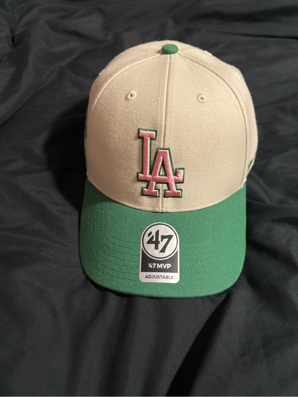 Unisex LA Baseball Cap in Beige, Green and Pink